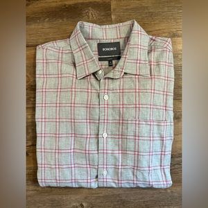 Bonobos Button Down Slim Fir Grey Striped shirt.